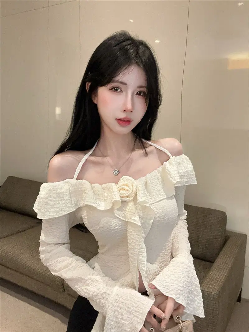 البلوزات لاعبا البلوفرات امرأة تريكو القوطية محبوك التفاصيل BF Y2K المهنية العمل الأعمال الكشمير التصميم الحديث الخريف OL #6