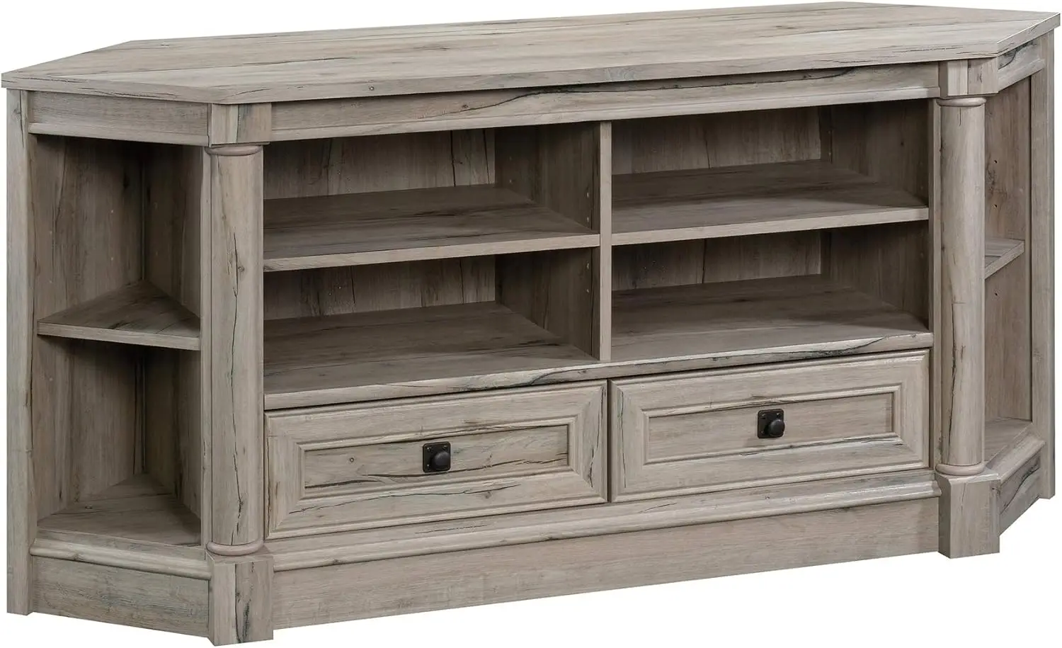 

Sauder Palladia Corner Entertainment Credenza, for TVs up to 60", Split Oak Finish