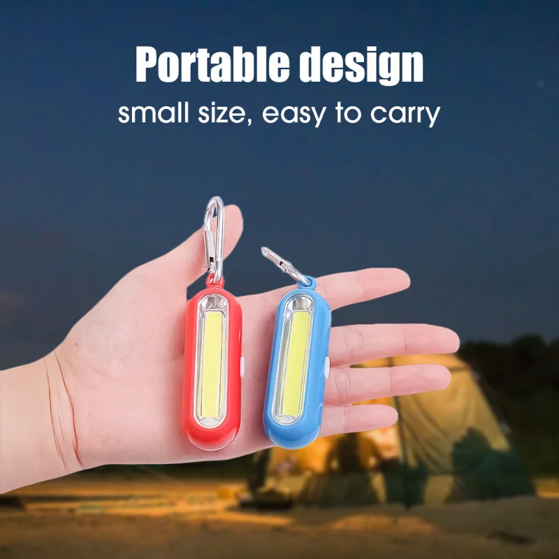 Portable Mini COB LED Keychain Pocket Flashlight 3 Modes LED Flashlight Battery Powered Outdoor Camping Hiking Fishing Torch