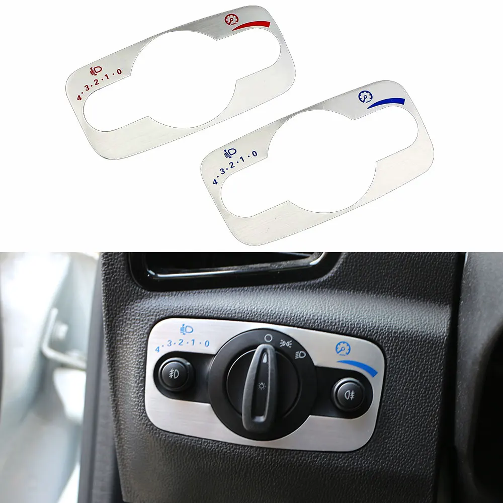 Para Ford Fiesta Ecosport Mondeo 2013 - 2017 LHD faro cabeza interruptor Panel pegatina cubierta embellecedora estilo accesorios interiores