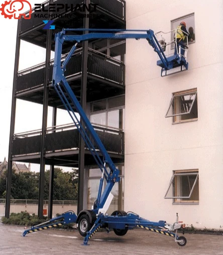 Cost-effective Electric Articulating Boom Lift Aerial Work Platform 14.2m Working Height 230kg Capacity Motor Towable For