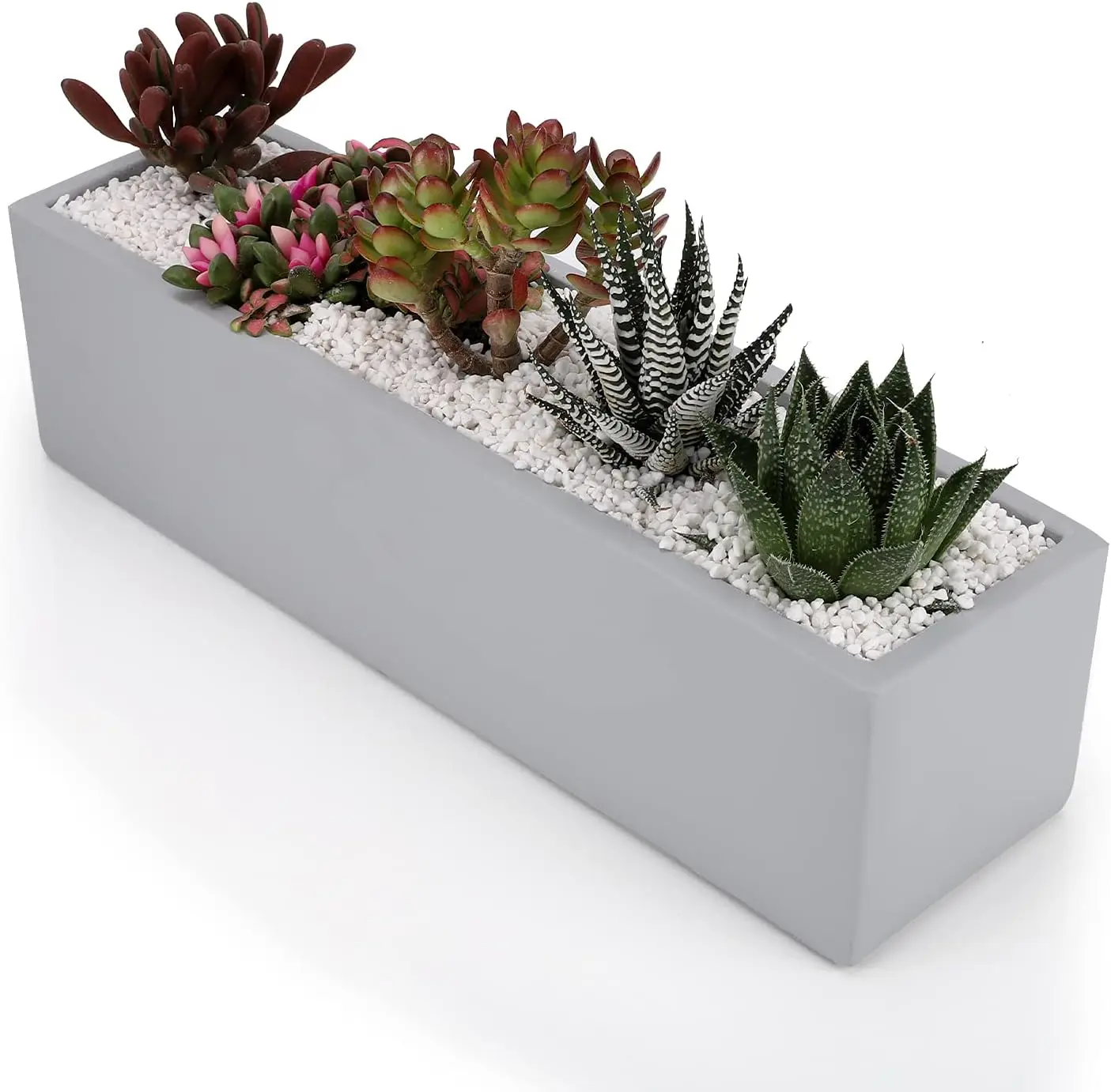 

15 Inch Grey Rectangular Cement Planter Concrete Succulent Planter Windowsill Box