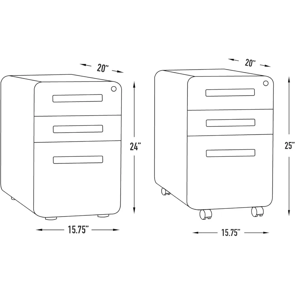 خزانة تخزين معدنية للأثاث، خزانة ملفات ذات 3 أدراج مع قفل - خزانة ملفات معدنية تحت المكتب، قانوني/حرف #3