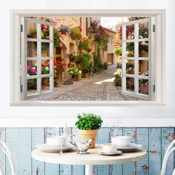 Modern Fake Window Landscape Canvas Painting Natural Scenery HD Pictures Flower Seascape Poster Living Room Decor No Frame
