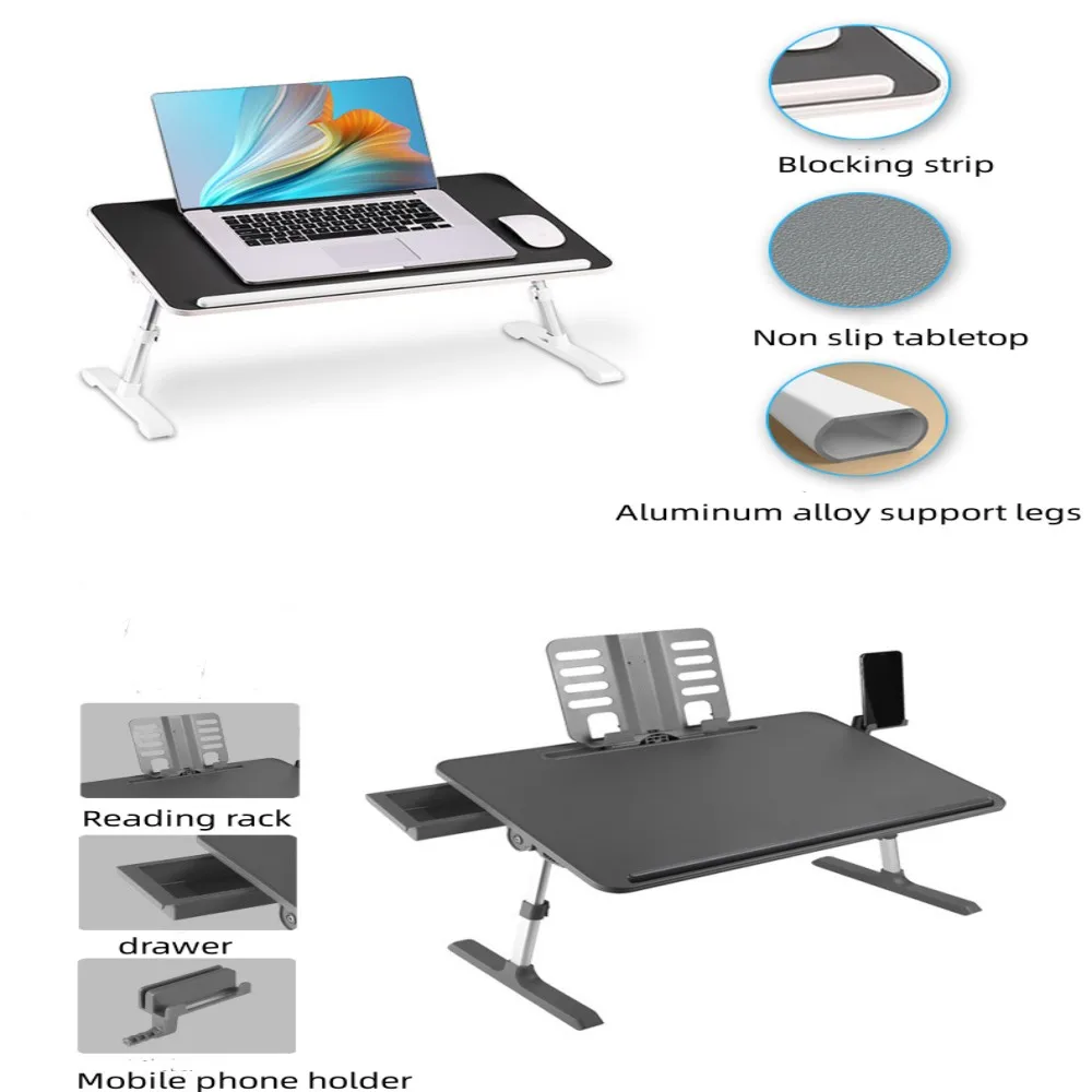 Portable folding computer table, lifting table, notebook, black computer table, lazy person bed, book, leather table top