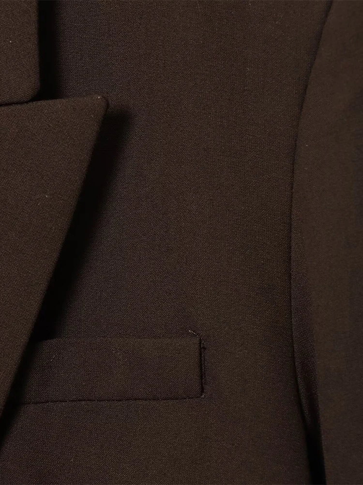 سترة بدلة نسائية عصرية وأنيقة مزدوجة الصدر على الطراز الأوروبي مع أكتاف مبطنة وبنطلون مستقيم الساق #4