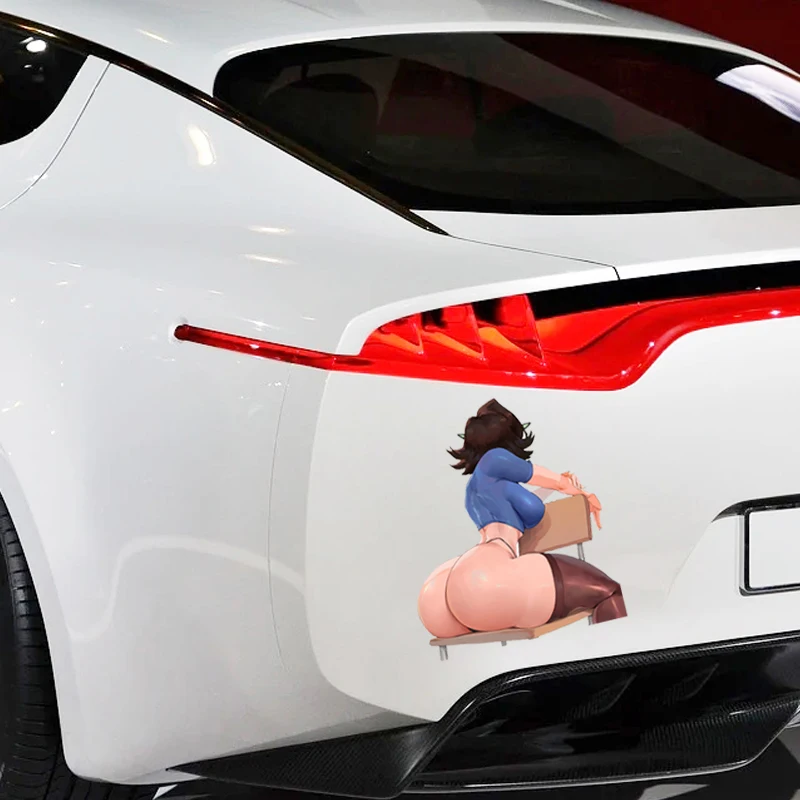 EARLFAMILY 13cm x 10.8cm Eleanor Butterbean Car Stickers Ass Ahegao Silk Stockings NSFW Sex Decals Hentai Auto Senpai Decor