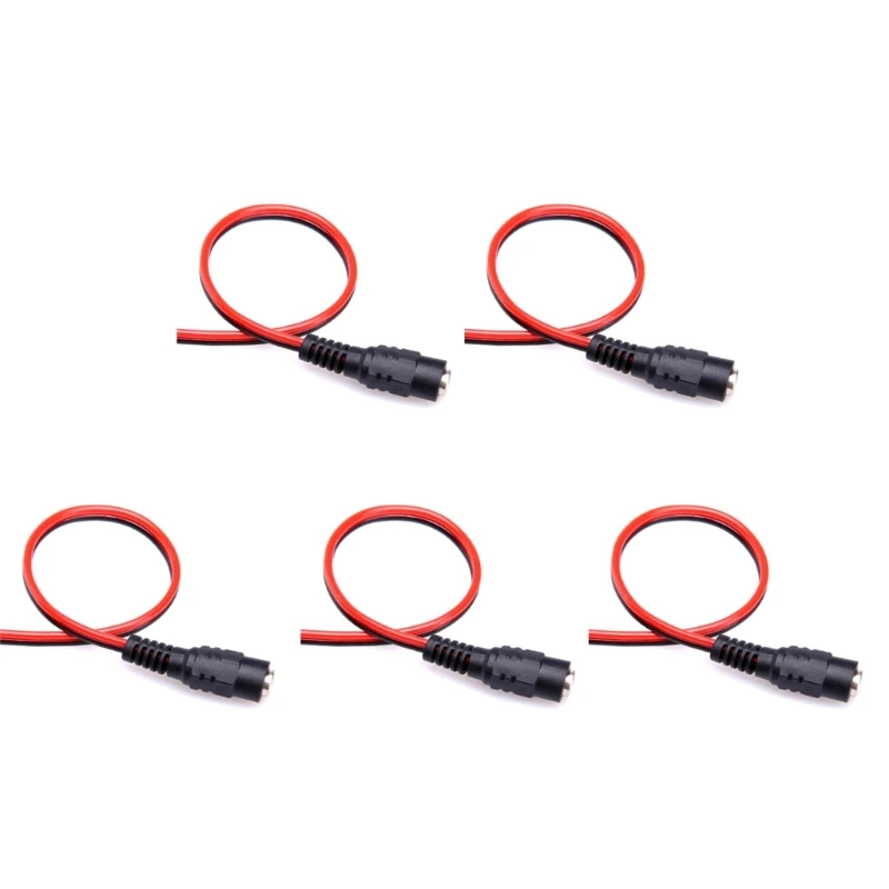 5 sztuk DC5.5x2.1mm kabel zasilający złącza żeńskie, kabel zasilający kabel pigtailowy zasilający 2 kolorowy przewód do urządzeń elektronicznych