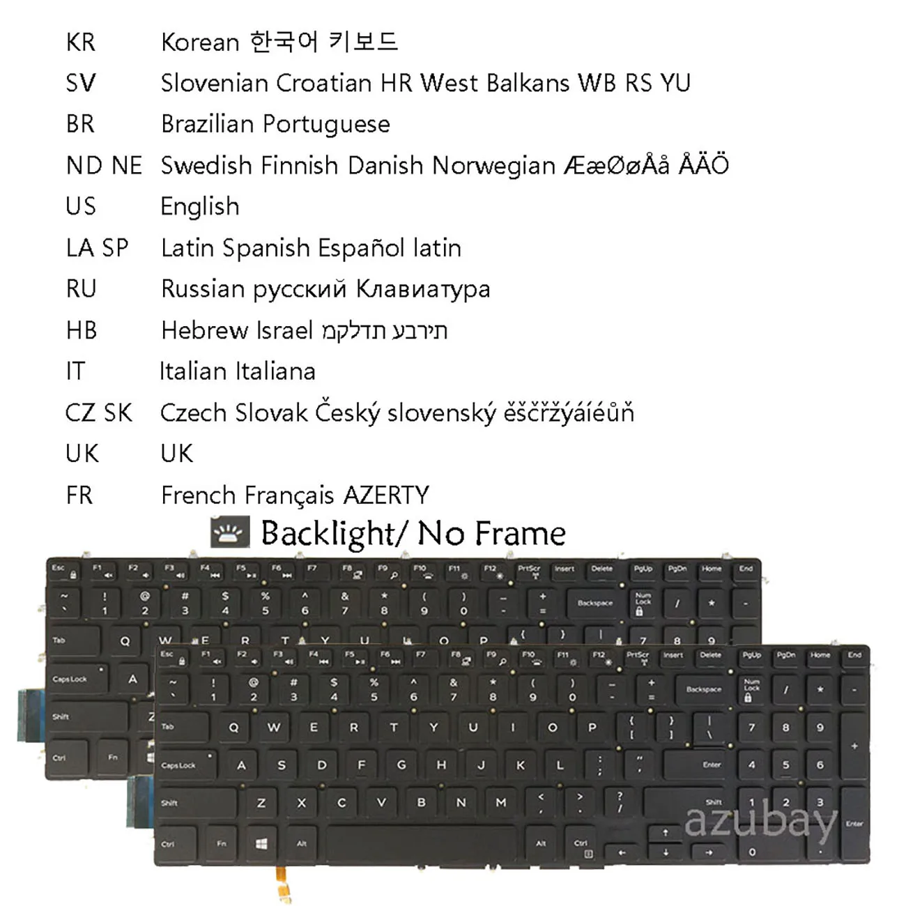 KR BR NE RU HB IT CZ/SK SP UK teclado estadounidense para Dell 0C2V70 0NRJGN 0KHRDN 0Y2HNT 03M93W 0PXRC6 0T3C9W 0CHM7P 0FYR04 0R0G9T 03NVJK