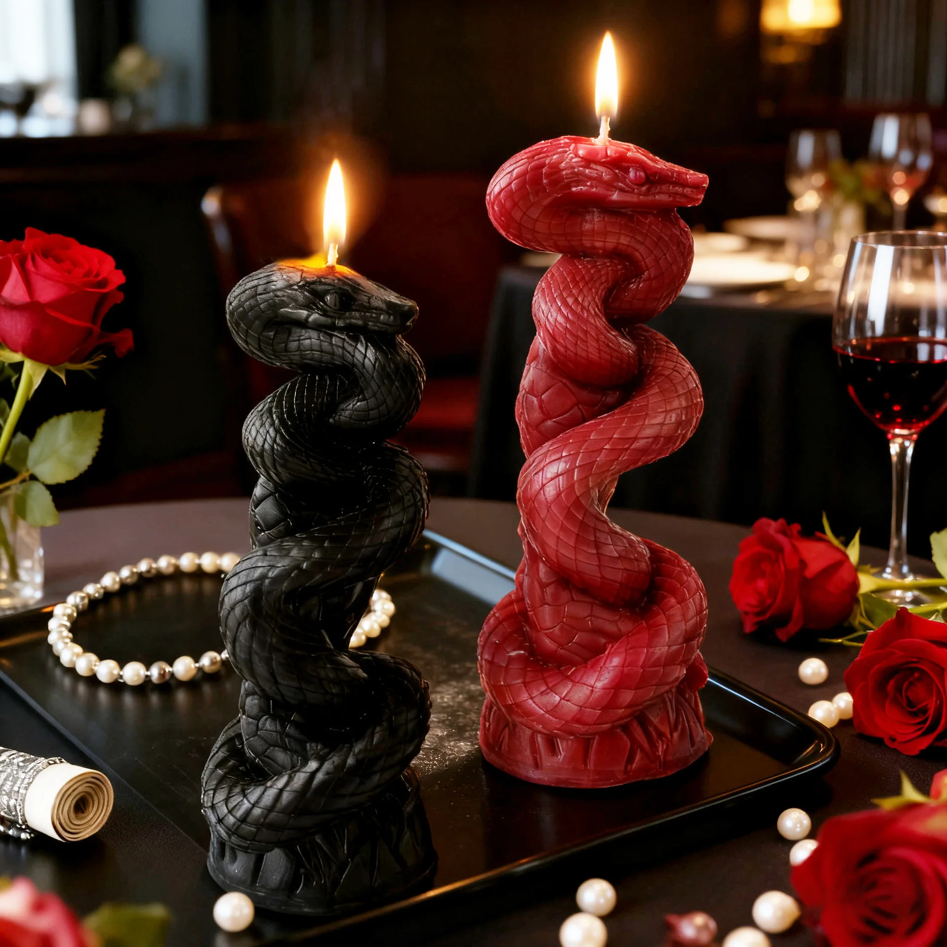 

Relief Flower Snake Pillar Candle Halloween Creative Cylindrical Aromatherapy Candle Halloween Decor Свечи И Подсвечники