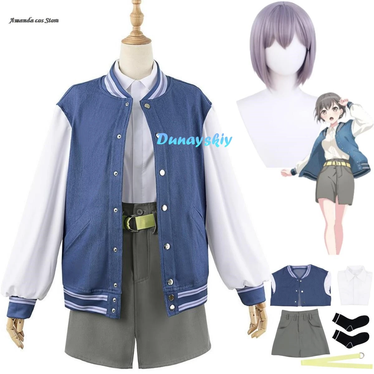 Anime BanG Dream! Takamatsu Tomori Cosplay Costume MyGO!!!!! Lead Singer Tomorin Wig Cowboy Baseball Coat Woman Kawaii Party Set