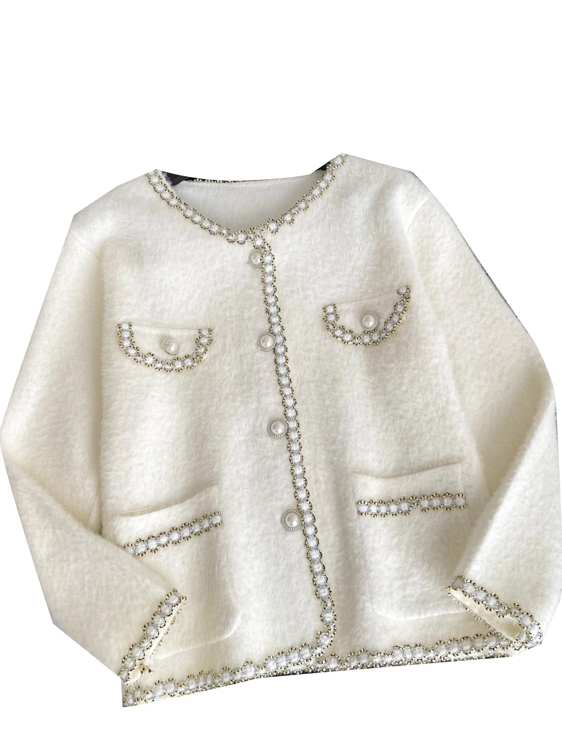 Ele Heavy Embellied ket Pull tricoté femme rond Ne Cardigan hiver Faion trajet Sle Long Sve manteau