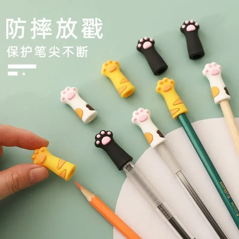 1pcs Cute Cat Paw Pencil Cap Set Silicone Soft Touch Pen Cover for Multiple Shape Stationery School Student Office Supplies Gift