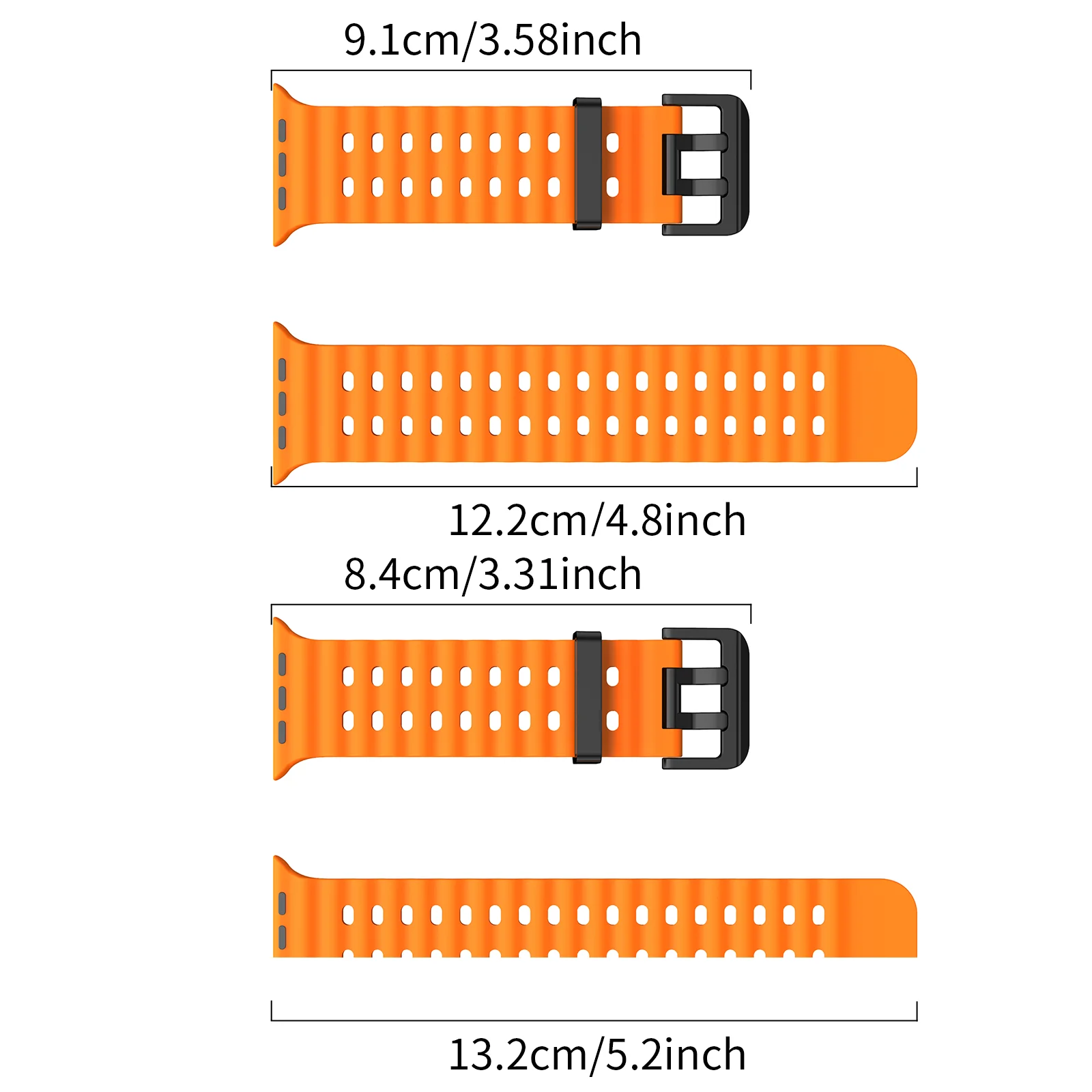 Ocean Style Soft Silicone Watch Band For Apple Watch Ultra/Series12 11 10 9 8 7 6 5 4 3-1/SE 38/40/41/42/S123 42MM/44/45/46/49MM