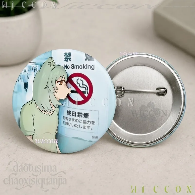 Halloween Cosplay Yanineko Cosplay Anime Chainsmoker Cat Kawaii Funny Badge Cover Custom Button 58mm Cartoon Pin