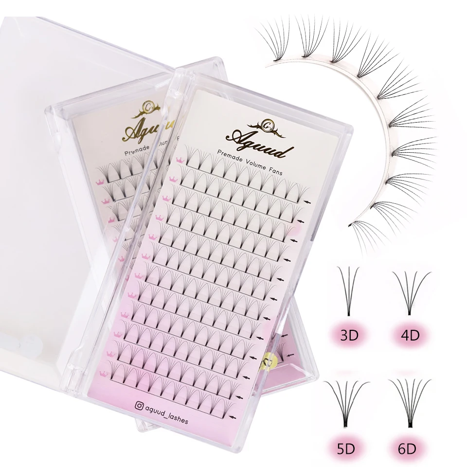 

Aguud Short Stem Premade Wide Fans Cashmere Individual Eyelash Extension 3D 4D 5D 6D 0.07 0.10 Curl Faux Mink Lashes Wholesale
