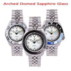 Domed Sapphire Glass SKX Mod Mechanical Steel Watch Men S NH36 Movt Ceramic Insert White SUB Dial 200m Diver Clock 3.8 Crown