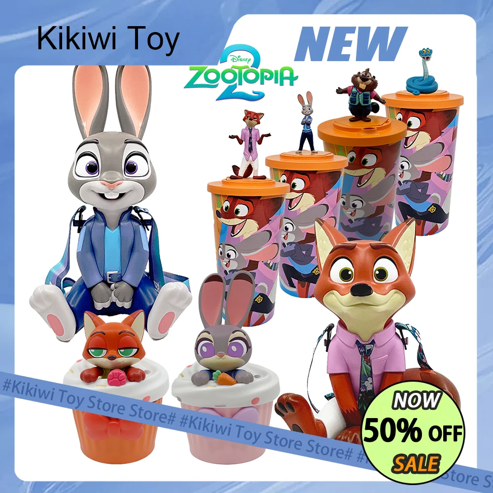 Nowe Oryginalne Gadżety Filmowe Zootopia 2 Judy Nick Figurka Anime Kubek na Wodę w Kształcie Postaci Śliczna Kolekcja z Kreskówek Ozdoba Zabawki Prezent