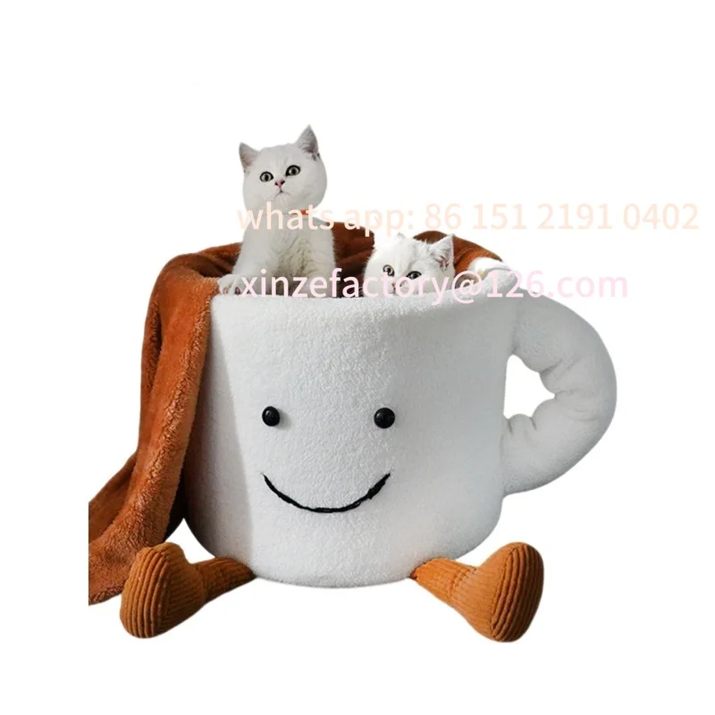 

Customizable Cat nest cup pet bed soft and comfortable cat house semi-closed thickened winter warm