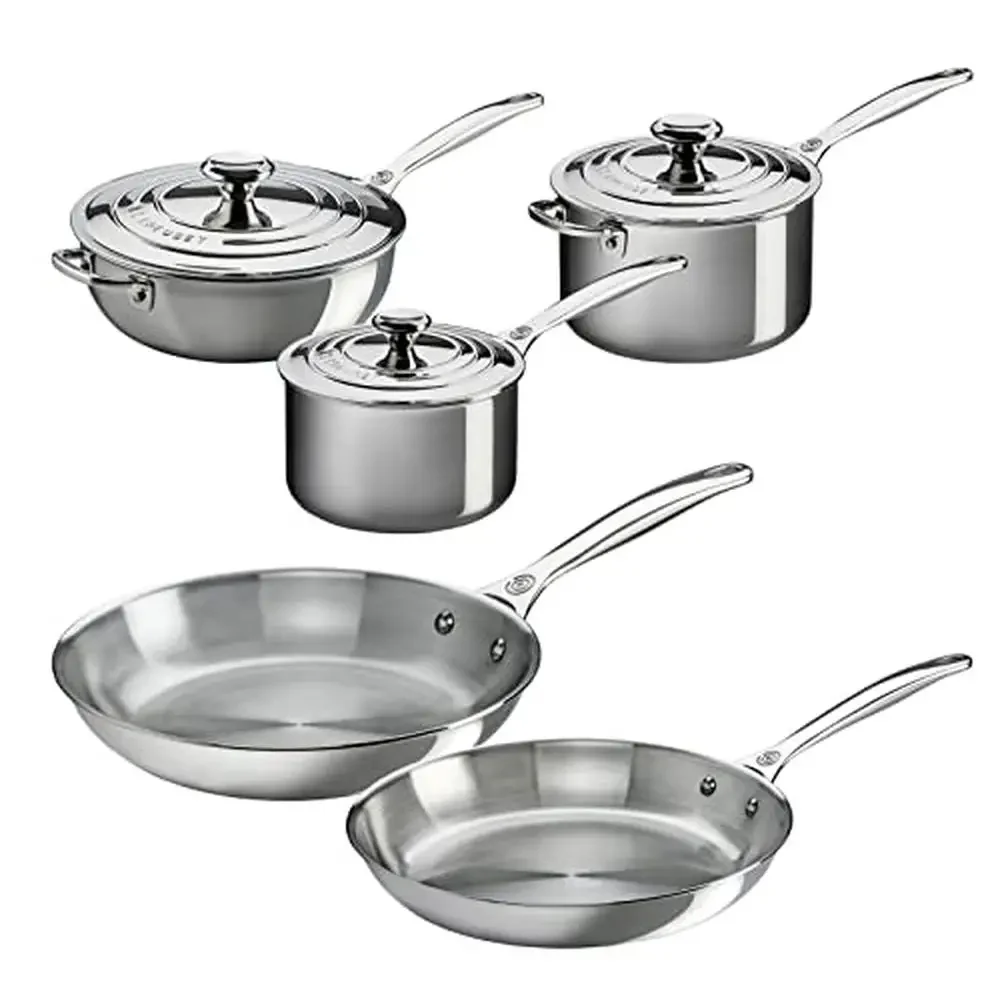 8-Piece Triple-Layer Stainless Steel Cookware Set with Aluminum Core and Stay-Cool Handles