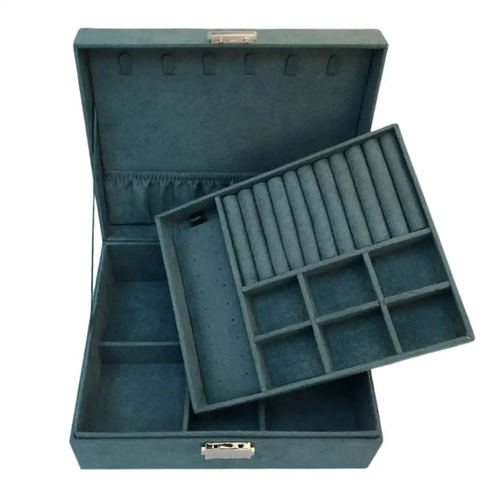 Velvet Jewelry Storage Boxes Multifunctional Double Layer Jewelry Organizer Case for Necklaces Bracelets Earrings