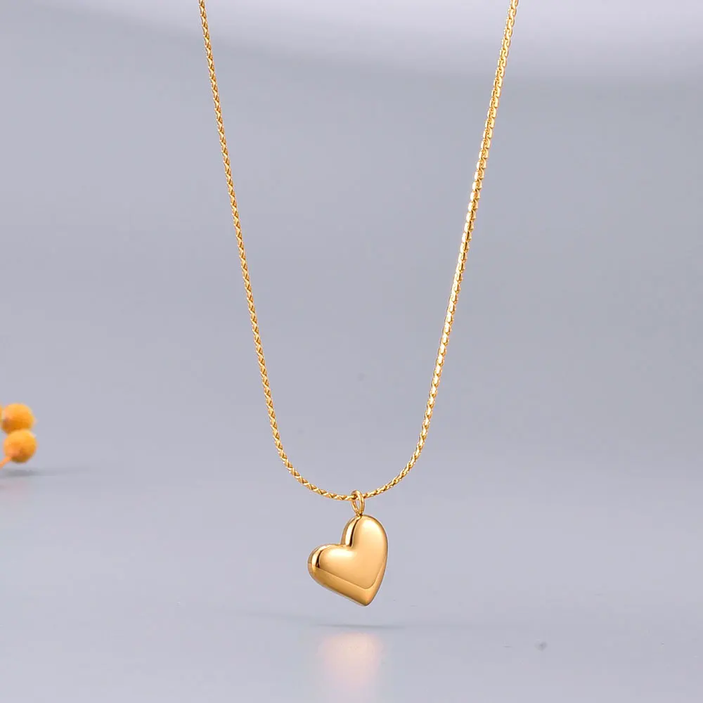 L236 Heart-shaped Peach-shaped Japanese-style Student Hairpin Necklace - Collar Chain - Stainless Steel with 18K Gold Plating