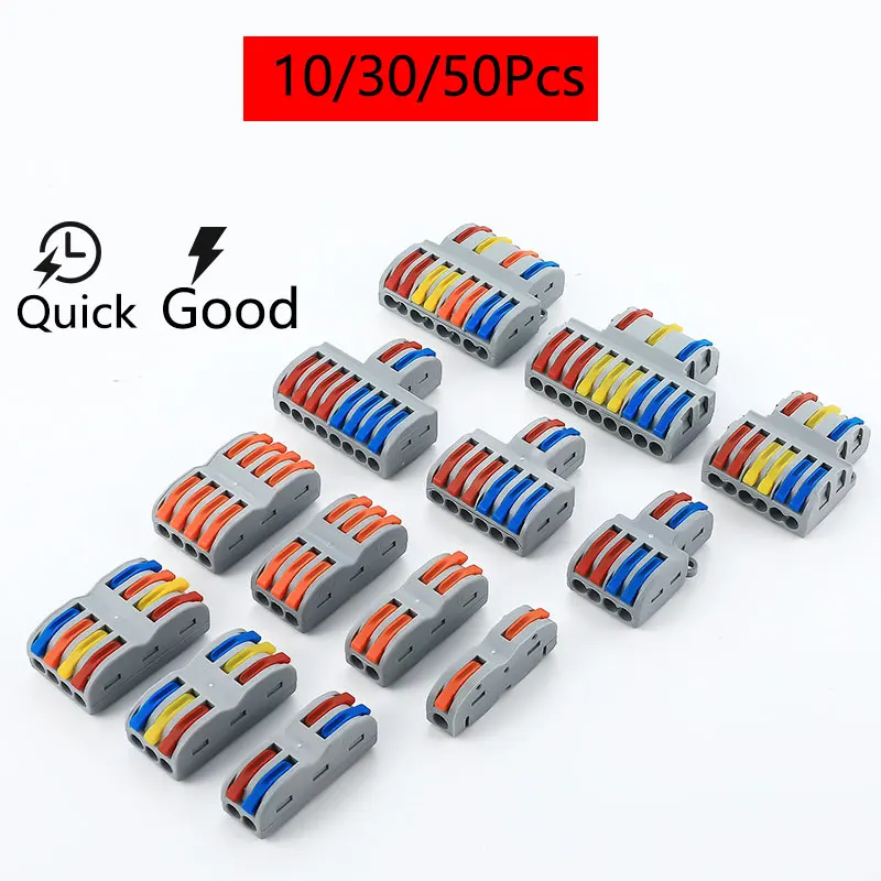 

10/30/50 PCS Compact Splitter Electrical Conductors Push-in Home Terminal Block Mini Fast Wiring Cable Connectors Universal