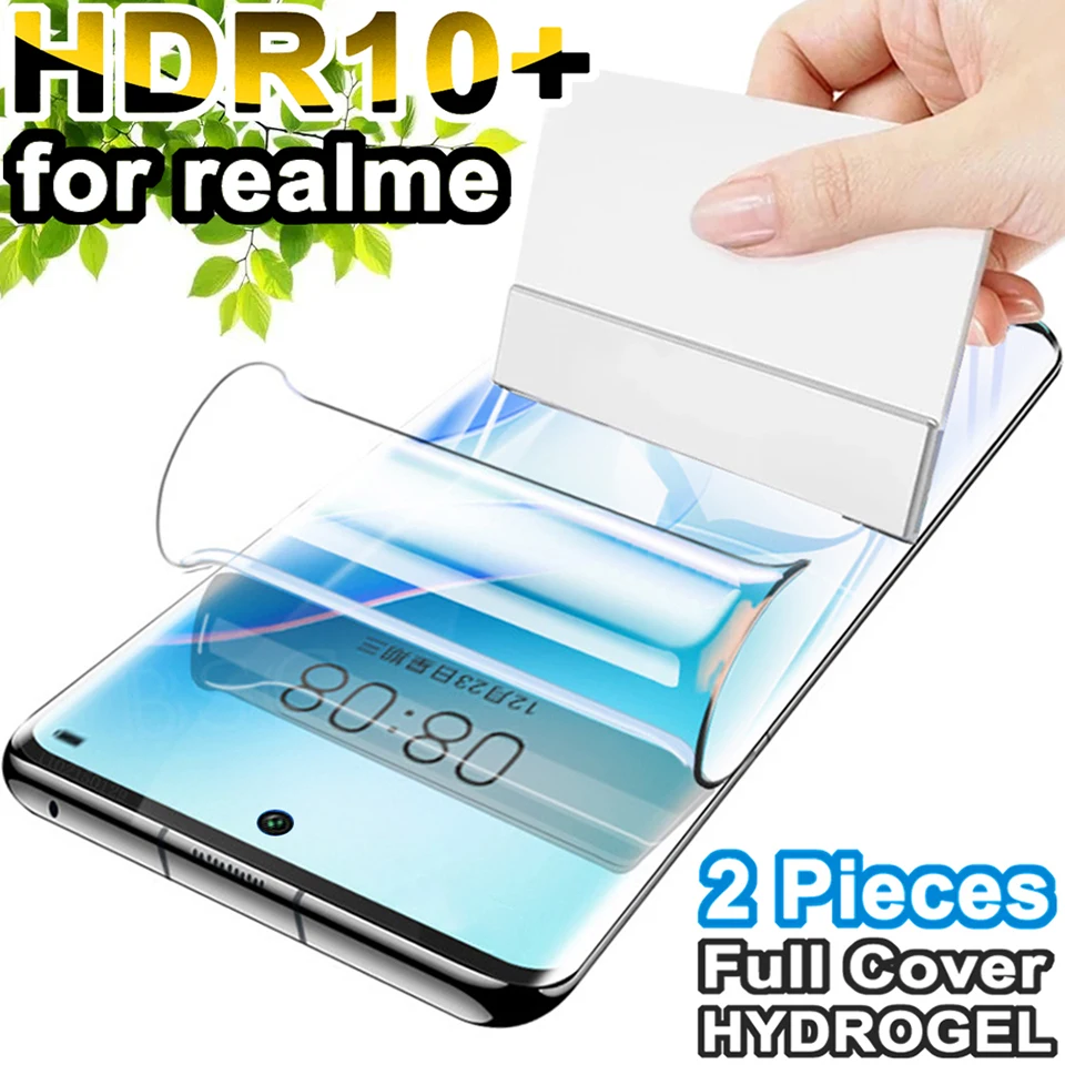 2Pcs Hydrogel Screen Protector For Realme Gt Neo 2 3 2t 3t 9 10 Pro Plus 5g C30 C35 Full Cover Film 8 7 6 5 Q3 Q5 Pro 8i 9i X3