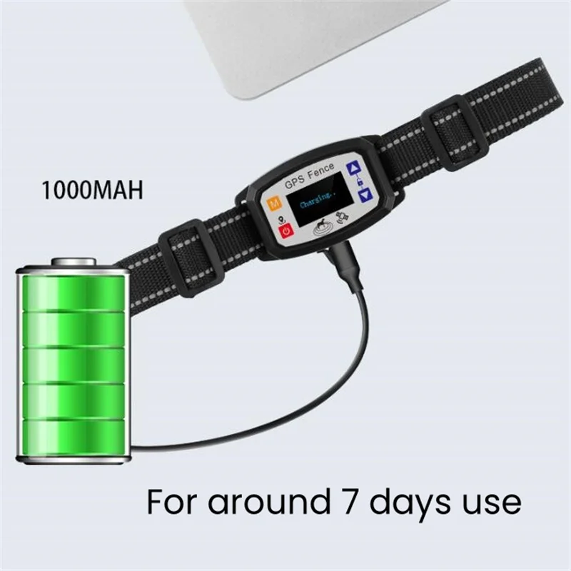 Outdoor Smart GPS Fence Waterproof 2000M Radius Shock E Collar Electronic Enclosure Pet Training Equipment for Medium Large Dog