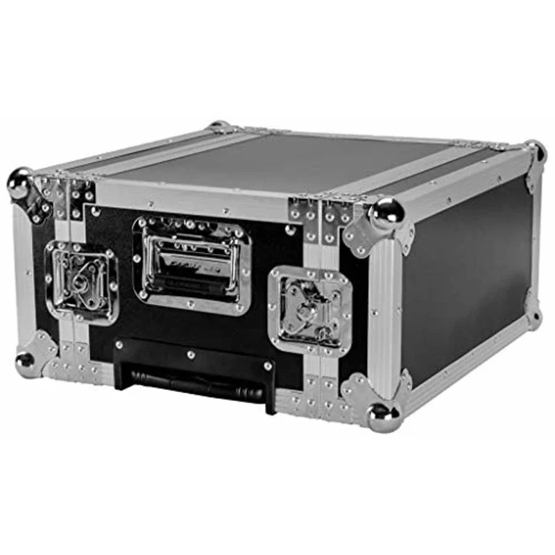 2024 New Aluminum Aviation Flight Road 4u Deluxe Amplifier Rack Case with Pull-Out Handle and Wheels Laminated Plywood Case