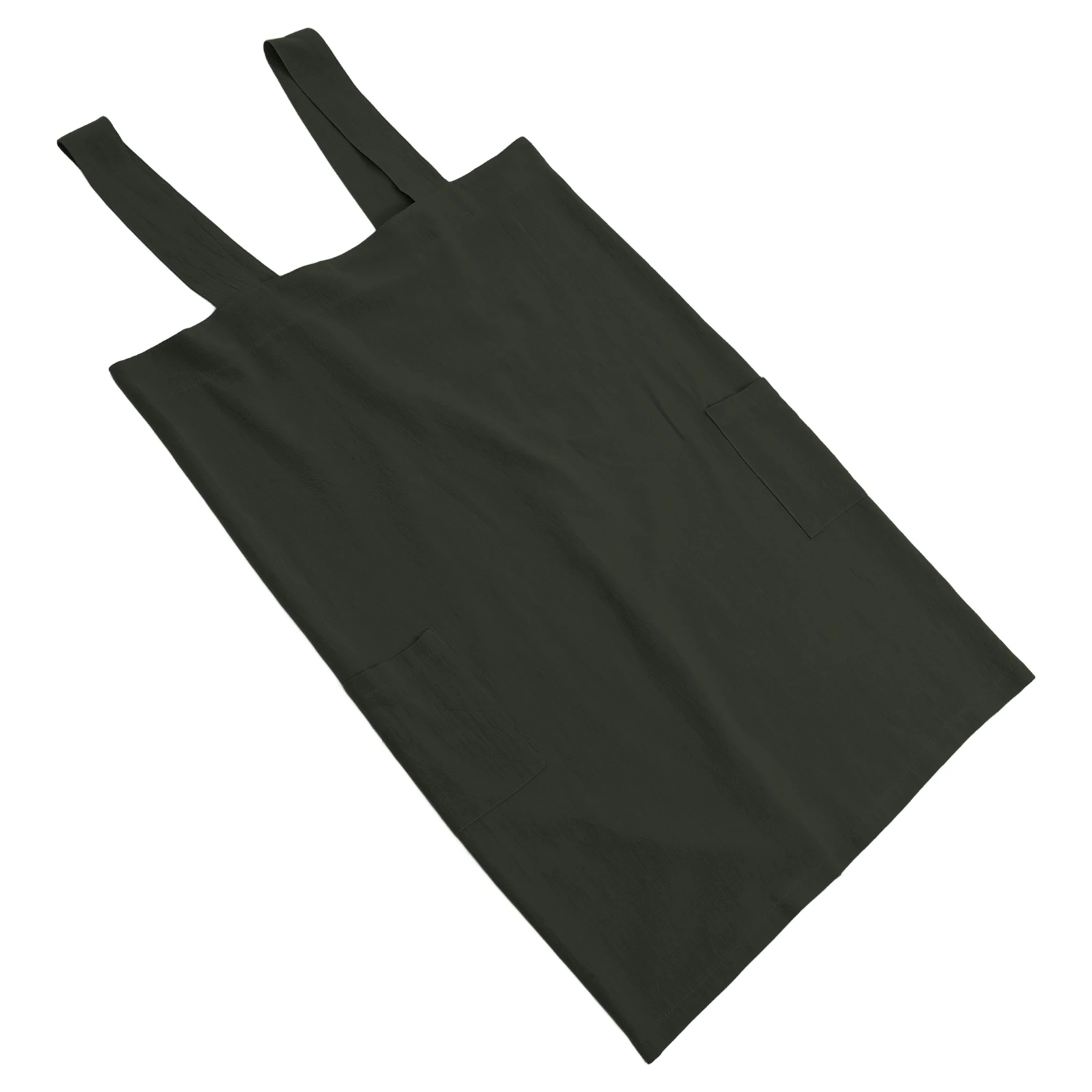 

Cotton Linen Apron Dress Women Painting Craft Pockets Breathable Comfort Fit Easy Movement Fashion Style