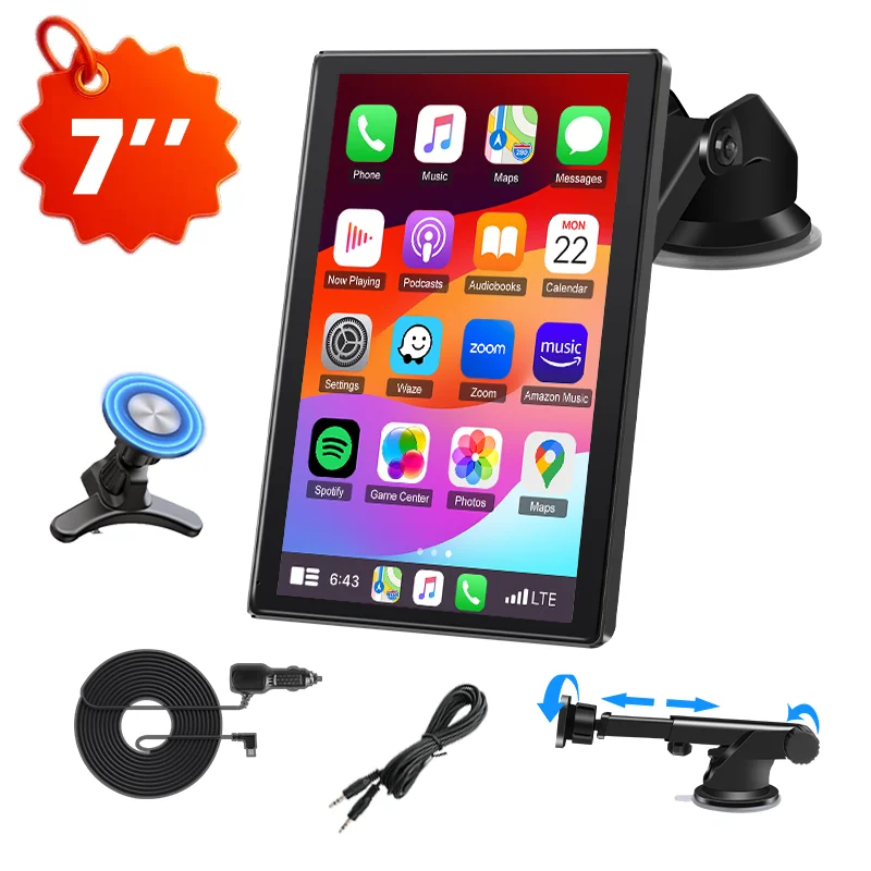 7/8/9'' Ondersteuning Oriëntatie en portret Autospiegel Radio Draadloze Carplay Android Auto Multimedia Videospeler Universeel scherm
