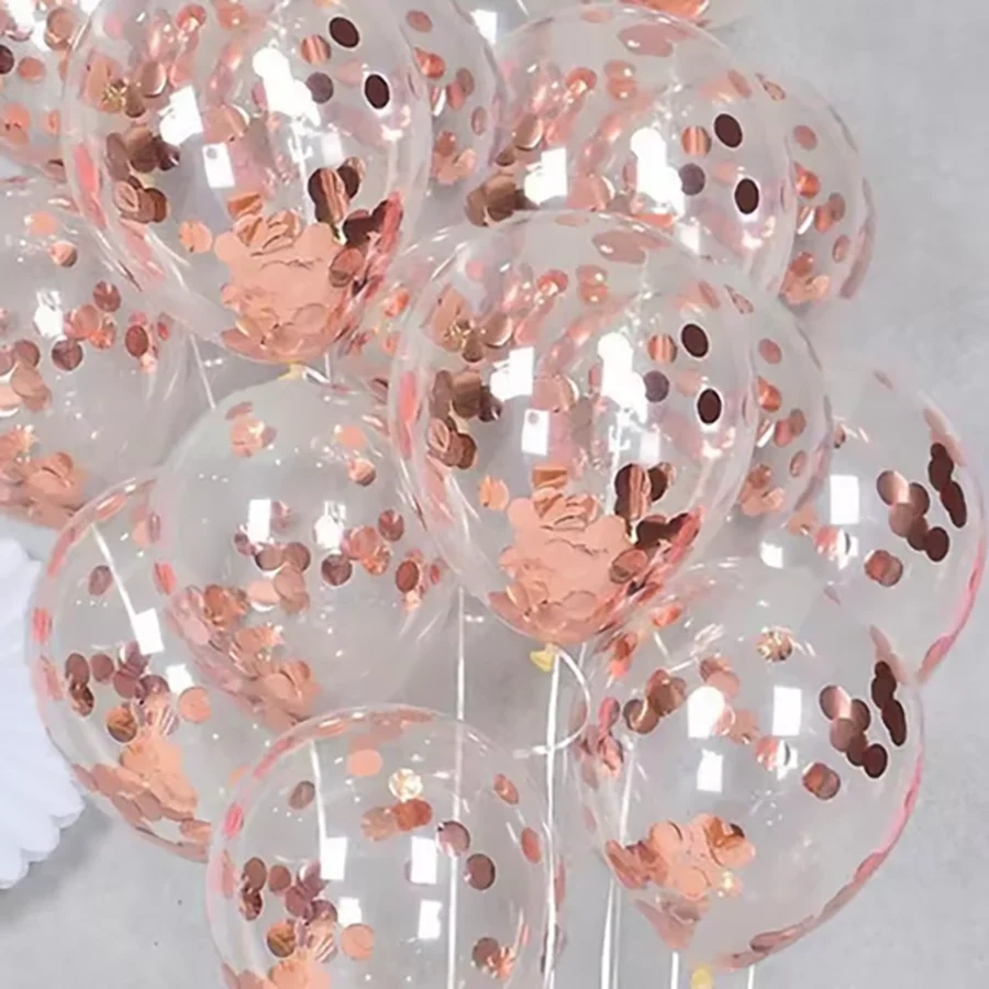 12 Zoll/10 Stück Set Glitzer-Konfetti-Latexballons Romantische Hochzeitsdekoration Gold Transparente Geburtstagsparty-Dekoration für Kinder und Babys – Detail 4