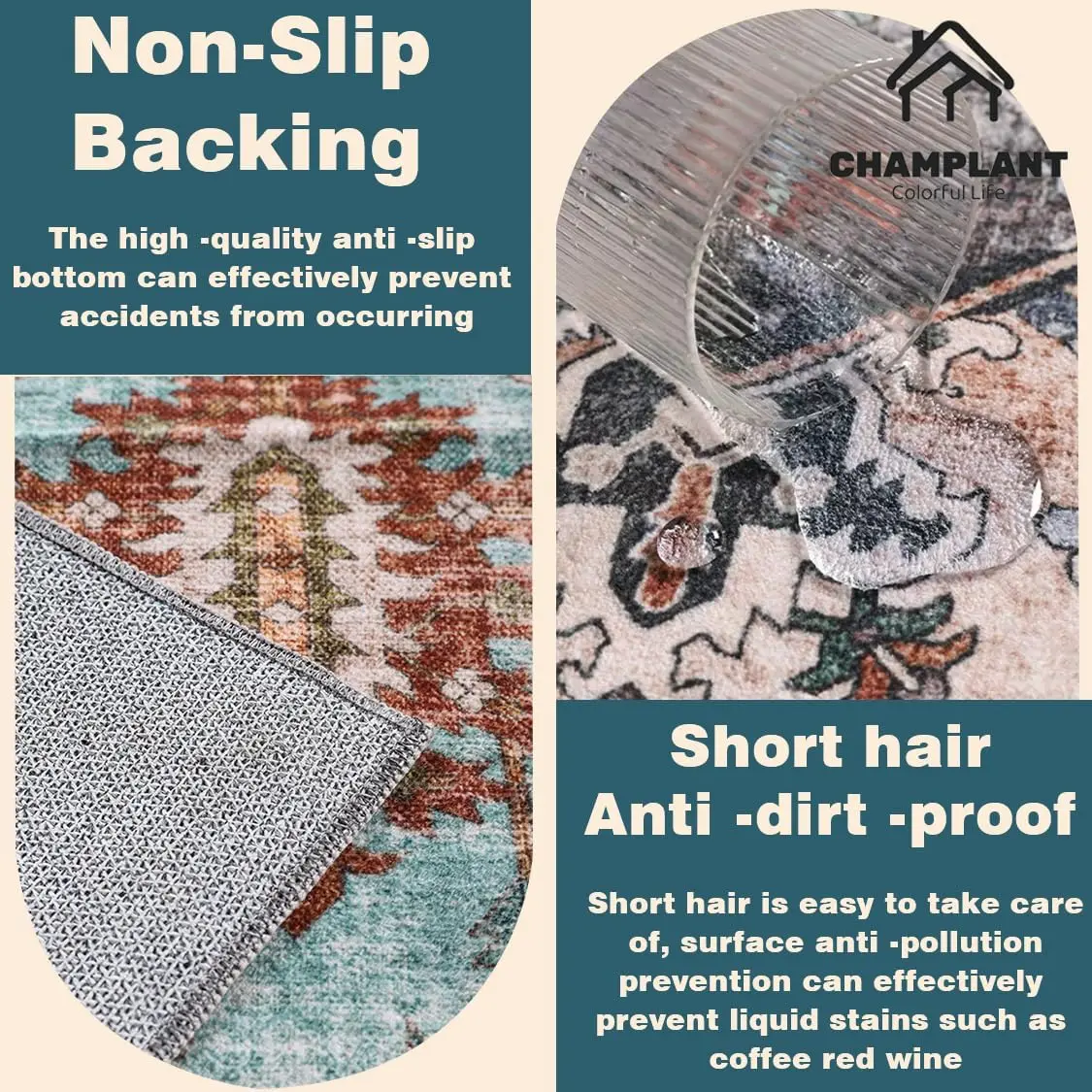 6'x9' Washable Vintage Area Rug Boho Chic Medallion Distressed Design Non-Shedding Easy Care Ideal