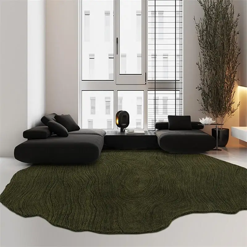 Alfombra Irregular hecha a mano personalizada avanzada para sala de estar, alfombras de lana y poliéster para dormitorio, hogar, alfombra de suelo de mesa verde Retro