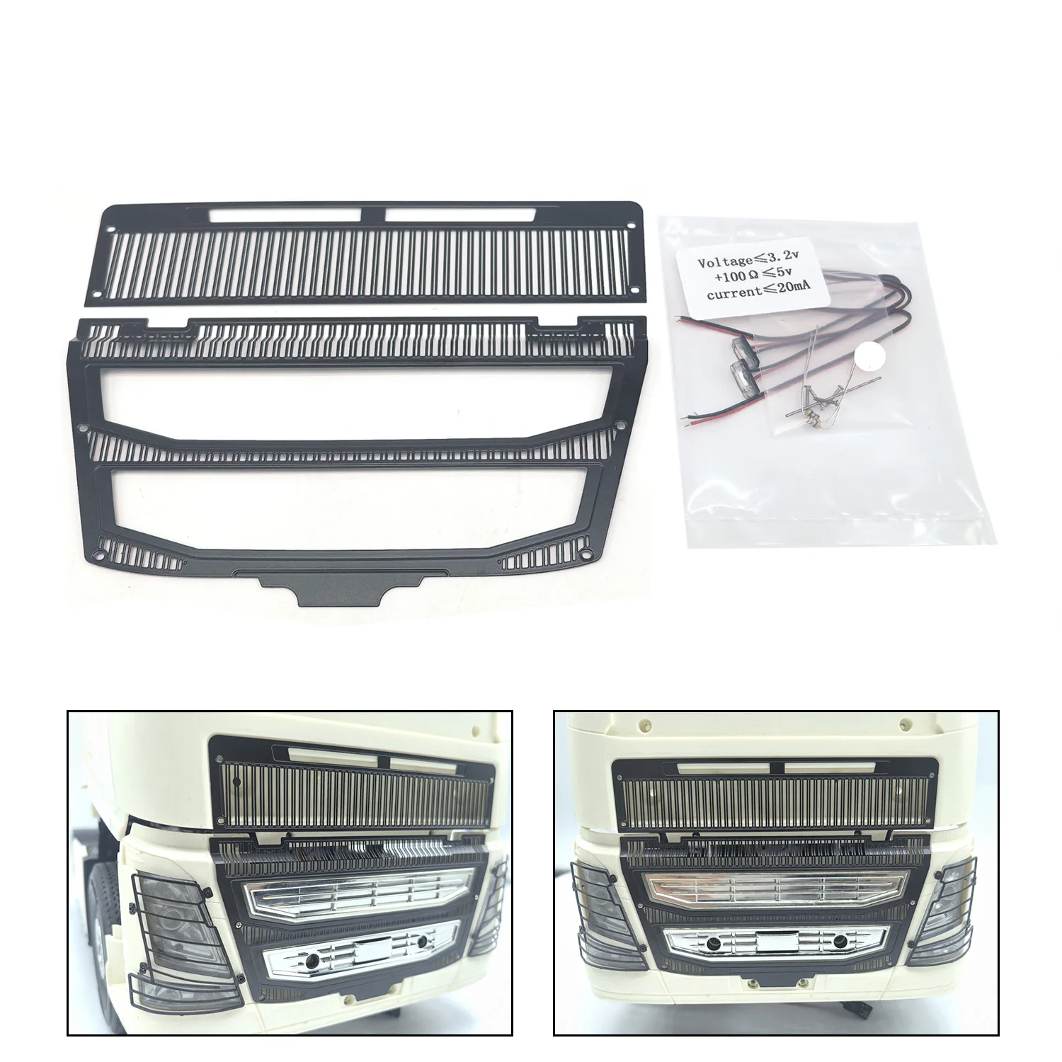 

Cab Grille 3V LED Spare Part for DIY 1/14 TAMIYA 56360 56362 56375 FH16 RC Tractor Truck Radio Road Rescue Car Ready To Install