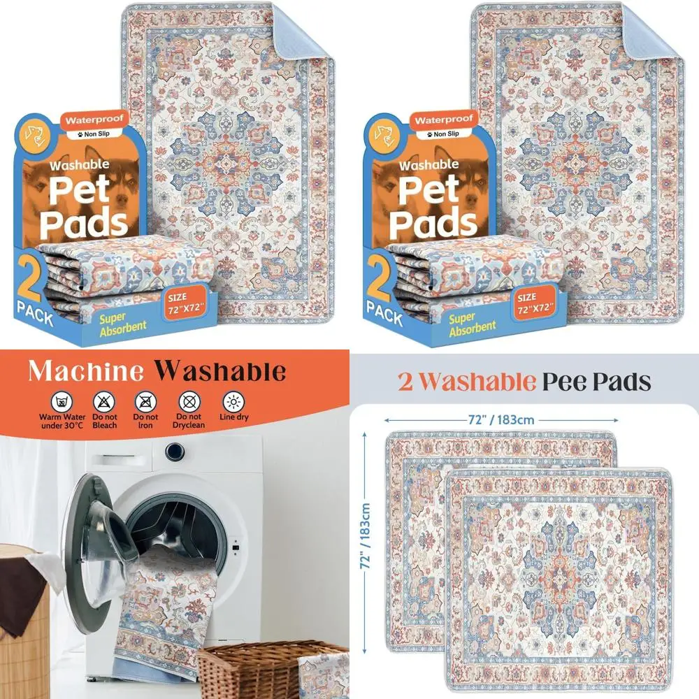 

Многоразовые пеленки для дрессировки собак, 2 шт., 72x72 см, супервпитывающие, водонепроницаемые, нескользящие, для приучения к туалету, зоотовары - оранжевый/мультитонный