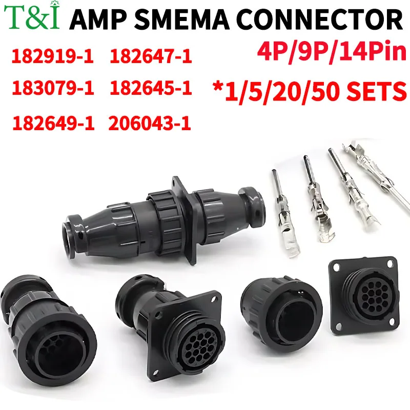 

1/5/20/50 Sets TE/AMP Type 4P/9P/14Pin SMEMA Connector Aviation Plug Sheath with Tail Clamp Terminal for SMT Equipment 206043-1