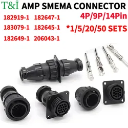 1/5/20/50 Sets TE/AMP Type 4P/9P/14Pin SMEMA Connector Aviation Plug Sheath with Tail Clamp Terminal for SMT Equipment 206043-1