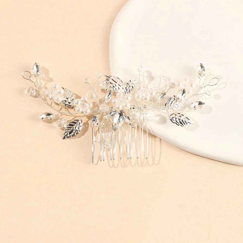 Peine de pelo de boda de novia clásica, piezas de pelo de cristal, tocado de diamantes de imitación, accesorios nupciales para mujer, accesorios de matrimonio