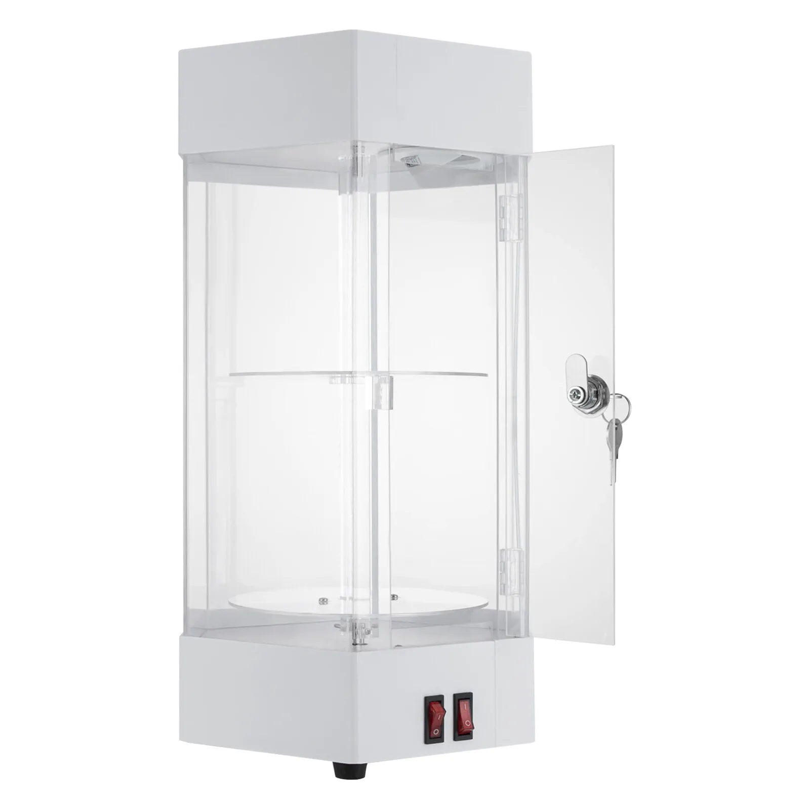 Hexagonal Electric Jewelry 360° Rotating Clear Display Case 10.63"x18.9'' with Built In LED