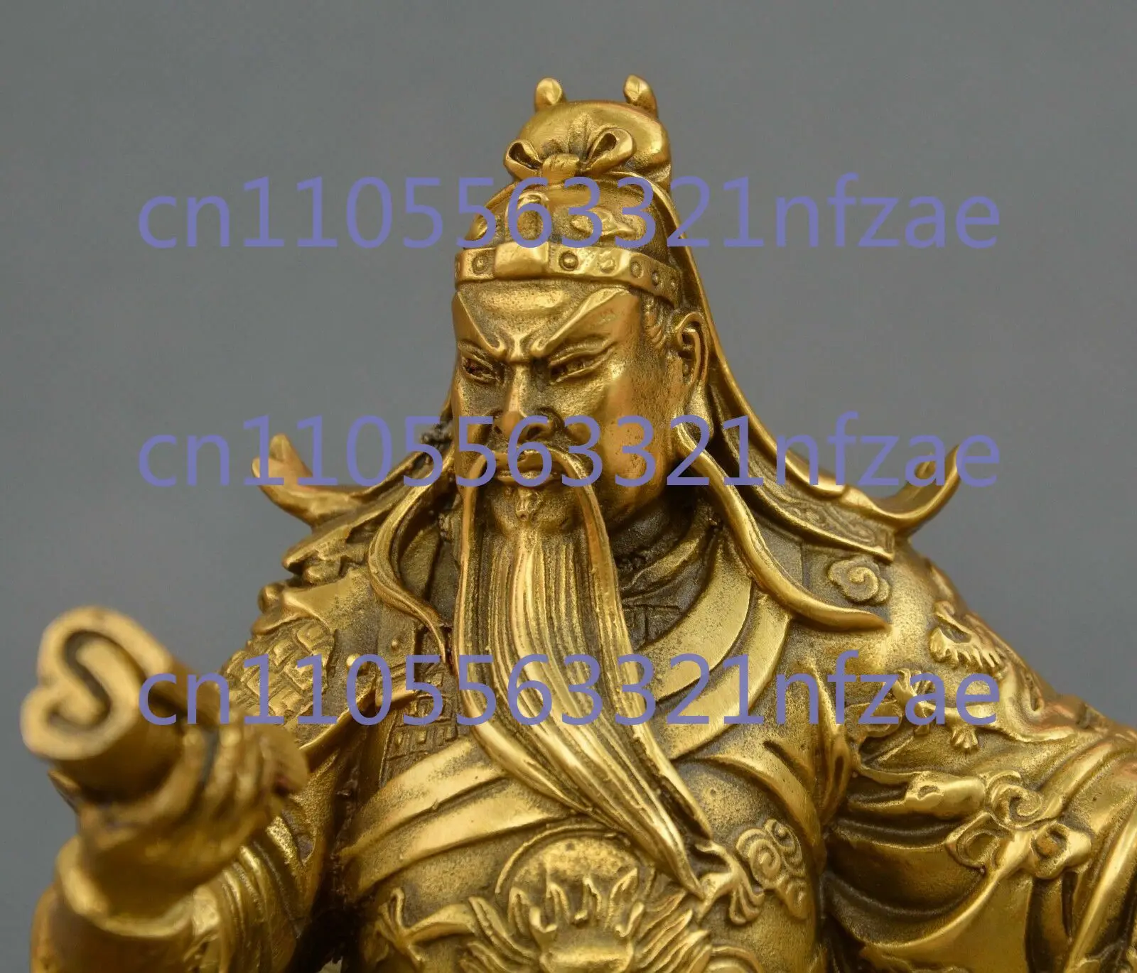 النحاس الصيني البرونزية الثروة التنين مقعد قوان قونغ يو المحارب الله بود تمثال