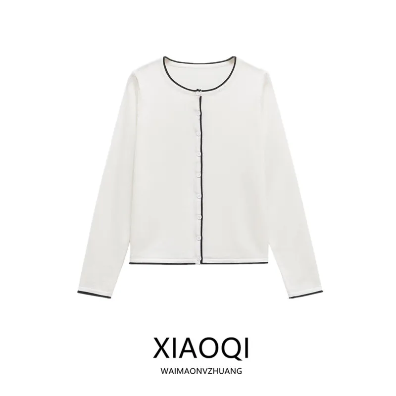 

Женская модная простая трикотажная верхняя одежда с длинным свеком, весна 2023, универсальная верхняя одежда обычной длины для поездок на работу, автомобиль...