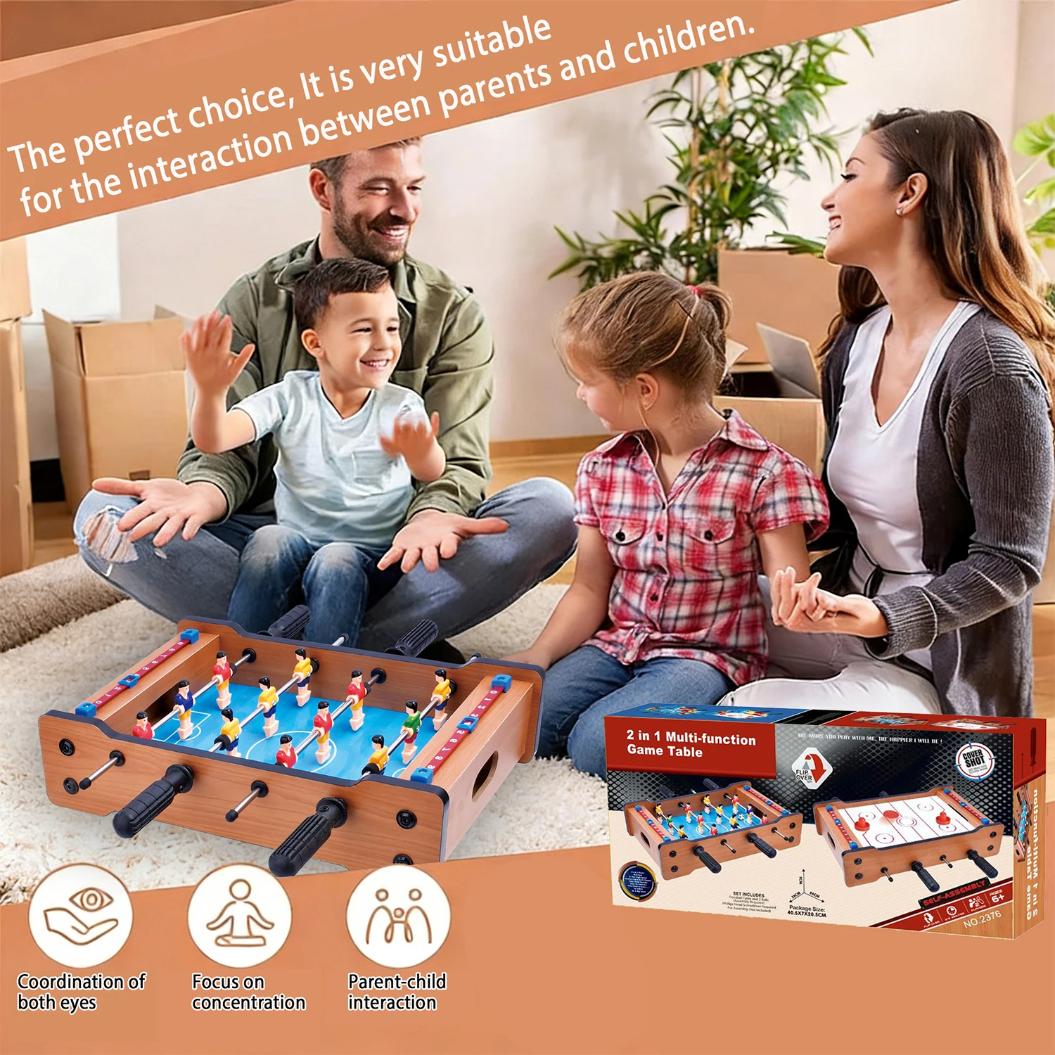 

Multi-function Tabletop Football Air Hockey 2 in 1 Game Set ，Mini Indoor Sports Toy for Kids Adults Family Party