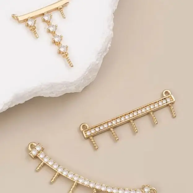 

14 К позолоченный циркон, прямой стержень, игла из бисера, двойной подвесной DIY жемчужный ювелирный кулон, аксессуар
