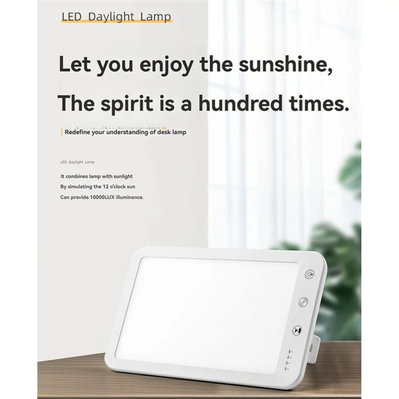Lámpara de terapia de luz ABCL, lámpara solar de 10000 Lux con 5 niveles de brillo ajustables, lámpara de terapia de luz triste con Control táctil