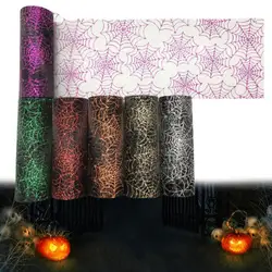 1 Roll Practical Spider Web Tulle Easy to Use 6 Colors Tulle Roll Halloween Spider Web Decor Roll for Door Tulle Roll