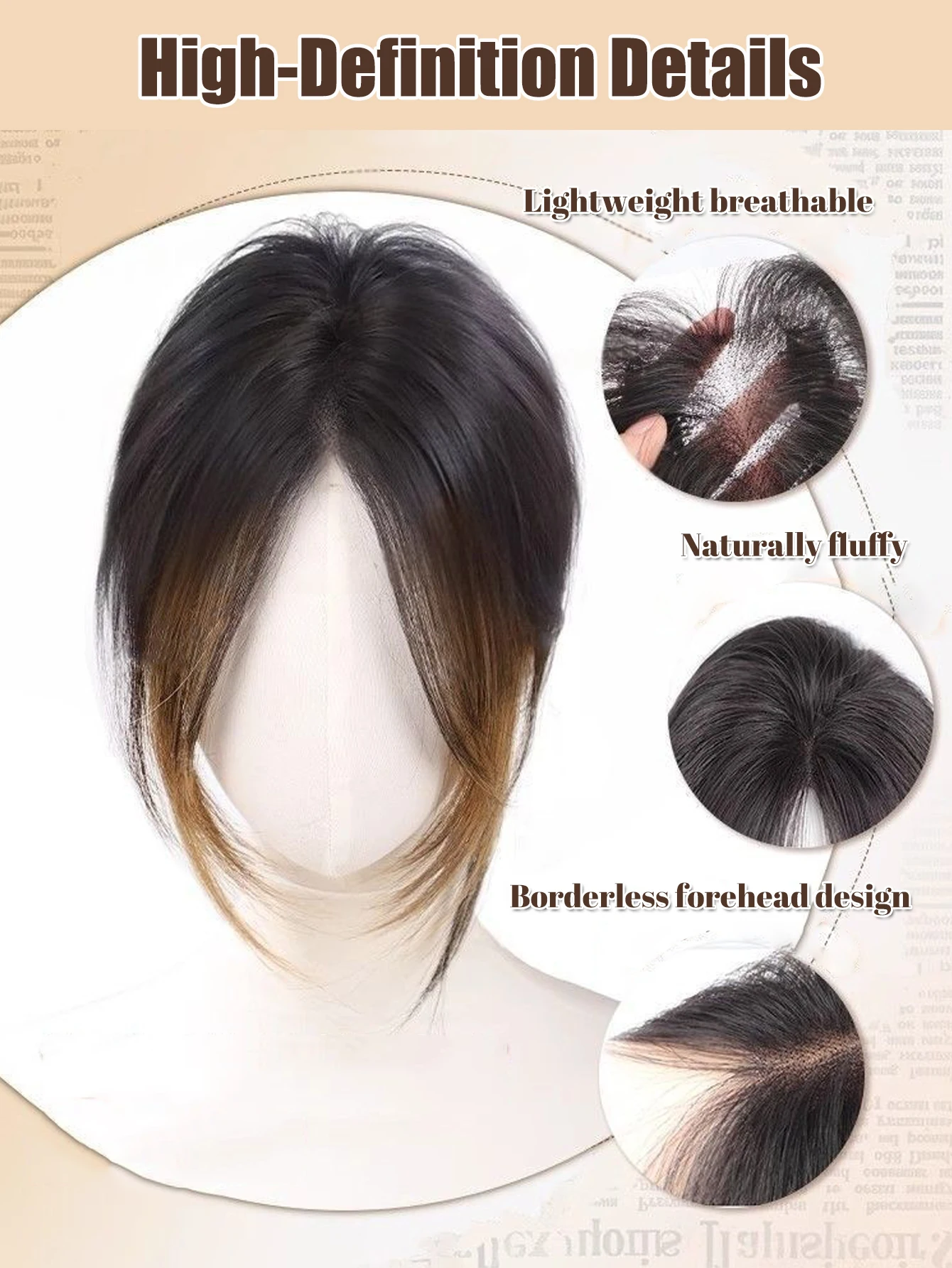 باروكة صناعية مكونة من ثمانية أحرف للنساء على الجزء العلوي من الرأس لتغطية الشعر الأبيض وزيادة حجم الشعر المستعار LM #3