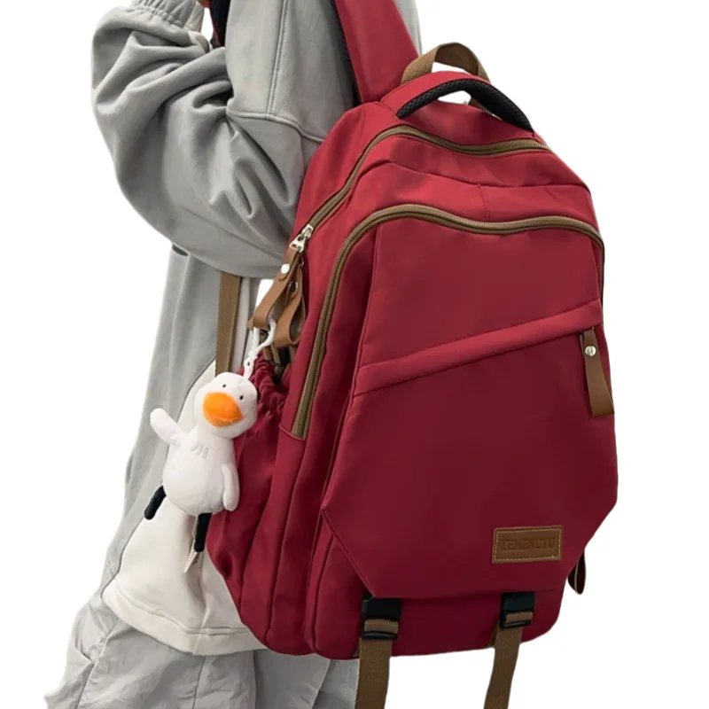 Nuovo zaino casual di grande capacità borsa da viaggio da uomo all'aperto borse da scuola per coppie in tinta unita alla moda per ragazze y2k