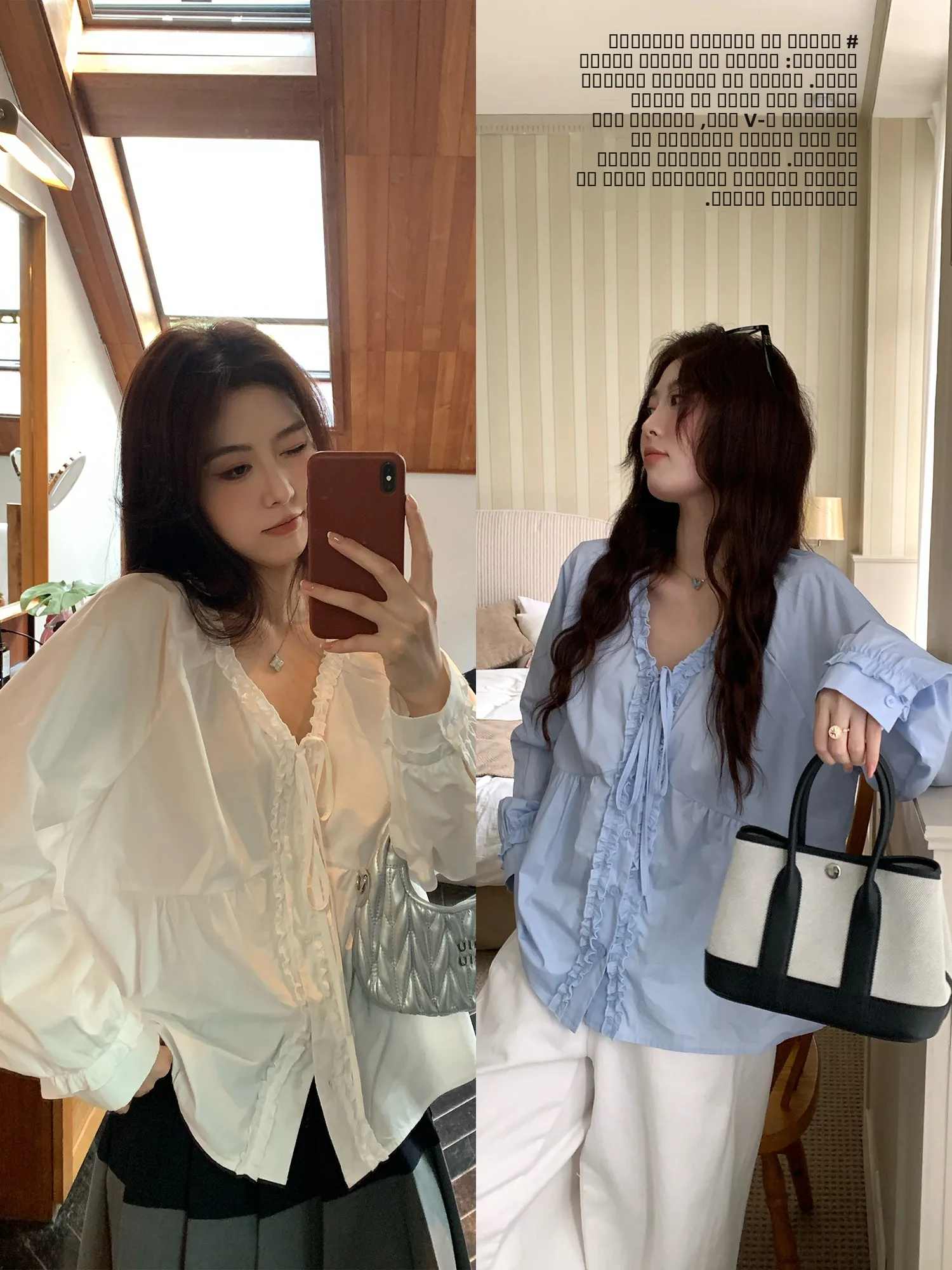 

NAZ Large Size Skin-friendly 00% Cotton Spring V-ne Gathered Long Sve irt for plus Size Women Casual Loose Fit